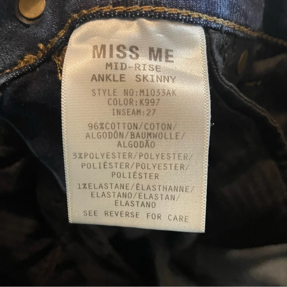 Miss‎ Me Dark Blue Ankle Skinny Jeans